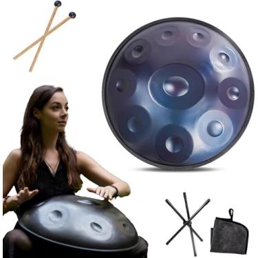 Imagem de Instrumento Handpan - 432hz/440hz 9/10/12 Notas - Tambor De Língua De Aço De 22 Polegadas - Tambor De Mão Pan Com Suporte De Tambor Para Cura Sonora, BLUE_10 NOTES, 432Hz