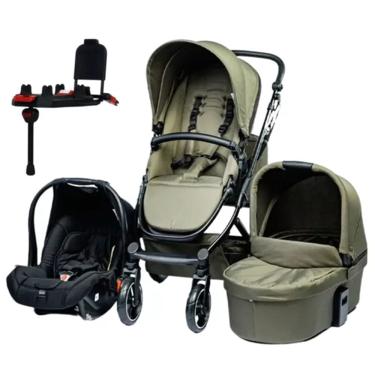 Imagem de Kit Carrinho Moisés COMO 4 com Bebê Conforto + Bolsa Olive (Verde) e Base - ABC Design