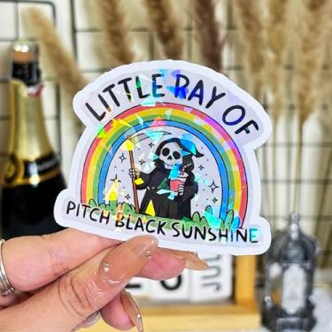 Imagem de 3 peças Little Ray of Pitch Black Sunshine Adesivo engraçado Grim Reaper Rainbow Ray of Sunshine Adesivo Um Pequeno Raio de Pitch Black Adesivos Sarcástico Decalque para Laptop Garrafa Telefone Carro