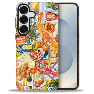 Imagem de DAIZAG Capa para Samsung Galaxy S25 Plus, capa de proteção de nível militar, colagem, comida, peixe, amarelo brilhante (amassado)