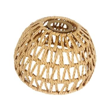 Imagem de IEUDNS Abajur de corda de papel trançado, capa de lâmpada, abajur de simulação de luminária pendente, capa de lâmpada de teto para decoração de cozinha e