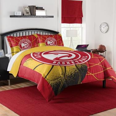 Imagem de NORTHWEST Conjunto de edredom Atlanta Hawks oficialmente licenciado pela NBA – Casal/Queen e Twin/Twin GG – Roupa de cama macia com logotipo do time e fronhas – Conjunto de quarto de fã de basquete