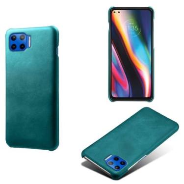Imagem de Capa para MOTO G5 Plus,Proteção contra quedas,Casca de volta de cor sólida simples,Design de couro de imitação de plástico-Green
