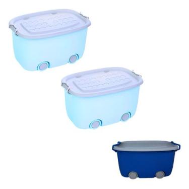 Imagem de Kit 3 Organizadores Com Rodinhas Para Brinquedos Lego P E G - Tibaby, 
