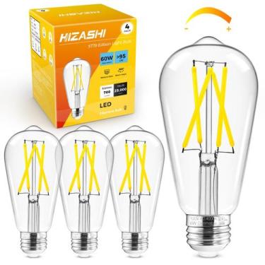 Imagem de Lâmpada LED Hizashi Edison regulável 6W 4000K 700lm E26, pacote com 4