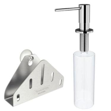 Imagem de Combo Dispenser Embutir Docol Porta Esponja Inox TramontinaCozinha