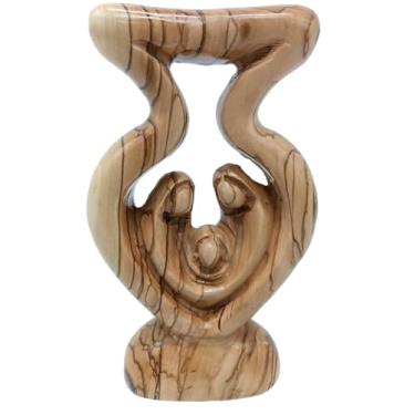 Imagem de Zuluf Presépio Sagrado Família de Oliveira 16,5 cm - Figura de Natal em forma de relógio de areia esculpida à mão José Maria Bebê Jesus HOF064