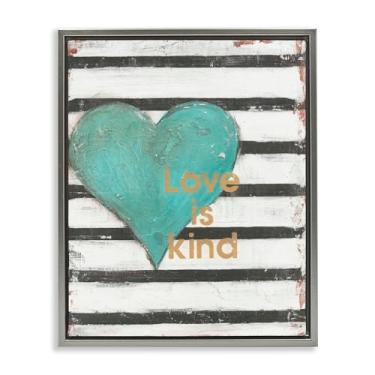 Imagem de Stupell Industries Love Is Kind on Stripes Gray Floater Canvas Wall Art Design por Cassandra Cushman, 21 x 17