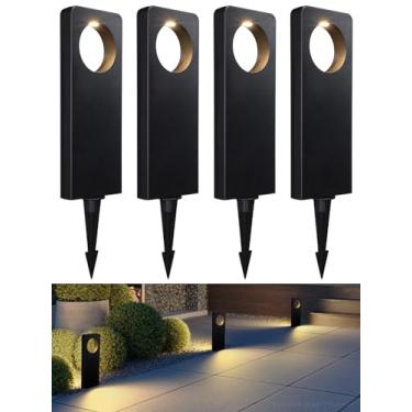 Imagem de LEONLITE Luzes LED para caminho de baixa tensão, luzes de paisagem 12 V CA/CC, iluminação antirreflexo de passarela externa, luz de caminho de paisagismo brilhante de dois lados de alumínio, preto