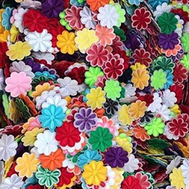 Imagem de U-Sky Costurar ou passar a ferro em remendos bordados | 100 desenhos coloridos de flores de 8 pétalas | Cores misturadas vibrantes | DIY Crafters Fashion Designers | Acessórios para bolsas de roupas |