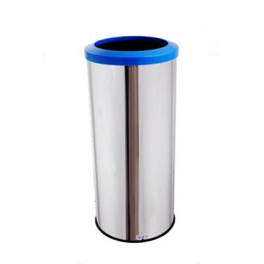 Imagem de Lixeira Inox Com Aro Plástico 50 Litros Cesto De Lixo Reciclavel - Ald