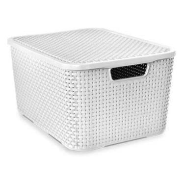 Imagem de Caixa Com Tampa Organizadora 40 Litros Rattan Multiuso 1 Un - Arqplast