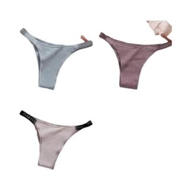 Imagem de Conjunto De 3 Calcinhas Femininas De Algodão, Tanga Sexy, Lingerie Ínt