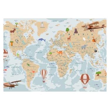 Imagem de Papel de Parede Adesivo Infantil Mapa Mundi Quarto Menina - 769pcp - A