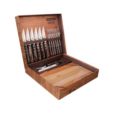 Imagem de Kit Churrasco Inox 15pc Polywoo Cas Tramontina Castanho No Voltagev
