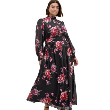 Imagem de City Chic Vestido feminino plus size - estampa Alexandra Maxi, Rosa floral, 26 Plus