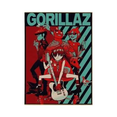 Imagem de Adesivo De Pôster De Papel Kraft Vintage Gorillaz Hip Hop, Decoração D