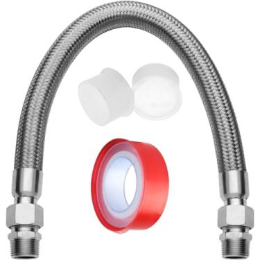 Imagem de Kit de mangueira jumper compressor de grau industrial NPT macho de 3/10.2 cm, 38.1 cm de comprimento, 450 PSI e 398.9 °C, mangueira de ar resistente de 3/10.2 cm - mangueira de ar com dois adaptadores