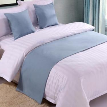 Imagem de Cachecol de corredor de cama de hotel, colchas de cor sólida, cobertas, lenços, protetor de lenços, capa protetora para quarto, hotel, decoração, Queen King, toalha de cama azul-2||50 x 180 cm para