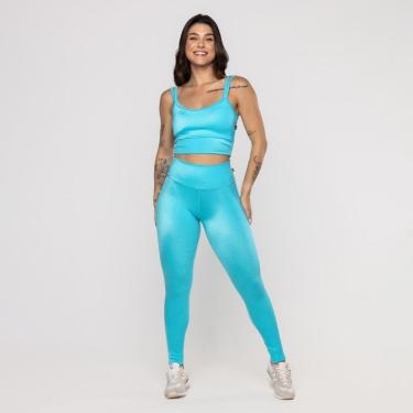 Imagem de Conjunto Fitness Feminino Calça Legg e Top Bojo Textura Poliamida-Feminino