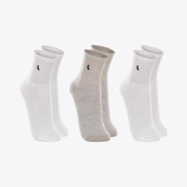 Imagem de Kit 3 Pares de Meias Soquetes Lupo Cano Médio 03245-089, Branco, Cinza