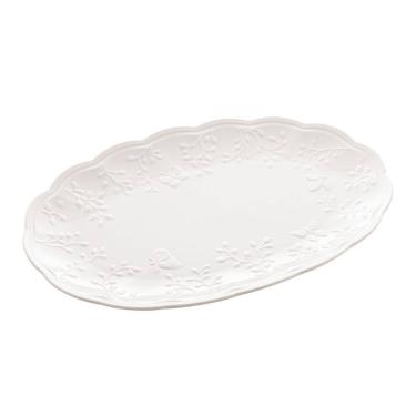 Imagem de Travessa Oval de Porcelana New Bone Butterfly Flower Branco 36,5x24cm Lyor