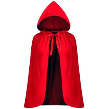 Imagem de Yinbwol Capa feminina de fantasia de chapeuzinho vermelho, Halloween, Natal, cosplay, festa, veludo, fantasia vermelha