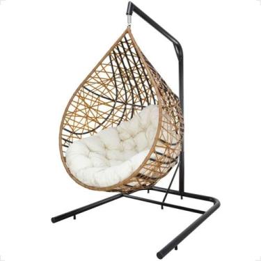 Imagem de Balanço Suspenso Ninho Gota Com Suporte, Mola E Mosquetão Para Jardim 