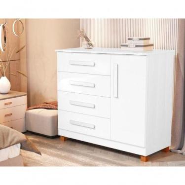 Imagem de Cômoda Grécia Moderna Com Sapateira Lateral  4 Gavetas Para Máxima Org