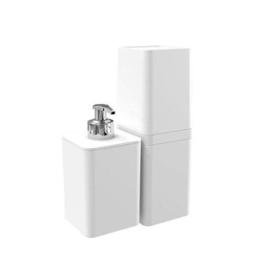 Imagem de Kit Banheiro 2 Peças Dispenser De Sabonete E Porta Escova - Stolf Bran