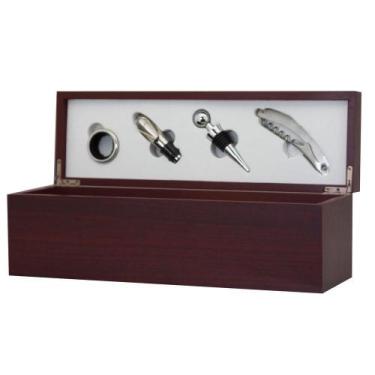 Imagem de Porta Vinho Com 5 Peças Caixa De Madeira - Gici Casa