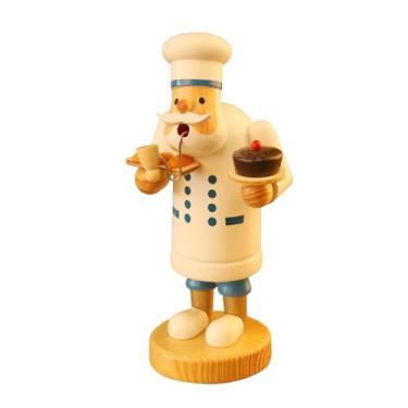 Imagem de PIONEER-EFFORT Estatueta de madeira para defumador de incenso alemão de 19 cm - Padeiro feito à mão com design de xícara de café e bolo, decoração de mesa rústica de Natal para exibição de casa ou