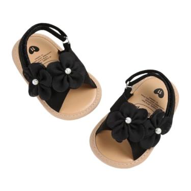 Imagem de Bellocasa Sandálias infantis para bebês meninas, bico aberto, vestido de princesa de casamento, sola macia, sapatos para bebês recém-nascidos, Preto 2012, 12-18 Months Toddler