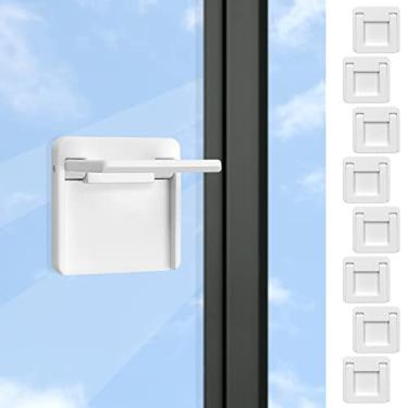 Imagem de SNAIL GARDEN Pacote com 8 fechaduras de porta de vidro deslizantes, trava de janela deslizante de segurança infantil para porta de vidro deslizante, à prova de bebê, autoadesiva, para seu bebê e