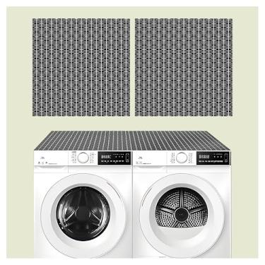 Imagem de Capas de lavadora e secadora para a parte superior, 2 peças, preto, 68,5 cm x 68,5 cm, cobertura de lavanderia para lavadora e secadora, tapete protetor de diatomita, antiderrapante, à prova de poeira