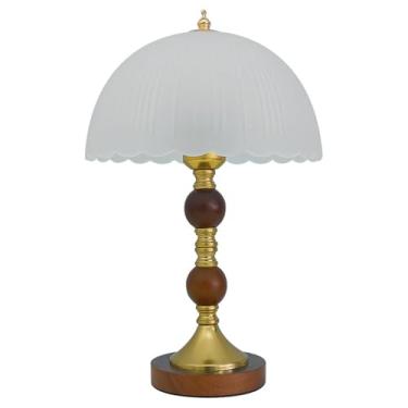 Imagem de Abajur de cabeceira Abajur de mesa madeira, decoração quarto, vidro vintage