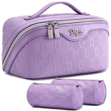 Imagem de Bolsa de maquiagem BOYATU Travel Cosmetic Organizer, conjunto de 3 rox