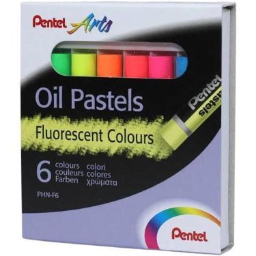 Imagem de Giz Pastel Oleoso Com 6 Cores Fluorescente Pentel