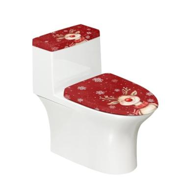 Imagem de Zanxiantu Conjunto de 2 peças de tampa de vaso sanitário e tampa de vaso sanitário de Natal conjunto de tampas de vaso sanitário acessórios de banheiro decoração de casa