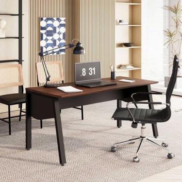 Imagem de Mesa Escrivaninha Escritório 1,50m com Tampo Chanfrado e Pés Metálicos