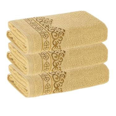 Imagem de Kit 3 Toalhas de Rosto Karsten Fio Penteado – 48x80 cm - Mayan Mostarda
