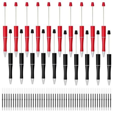 Imagem de jiebor 20 canetas esferográficas de contas de plástico para Halloween, 50 peças, tinta preta, fofas, legais para mulheres, estudantes, professores, presentes, material escolar, preto, vermelho
