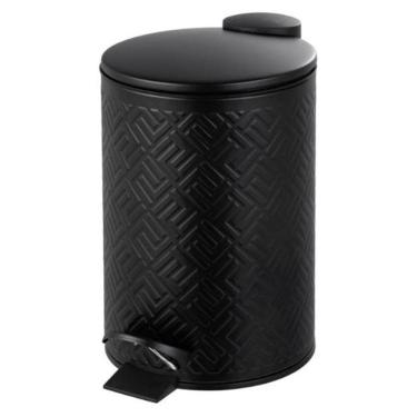Imagem de Lixeira de Metal Preta Paramount 12 Litros com Pedal e Cesto