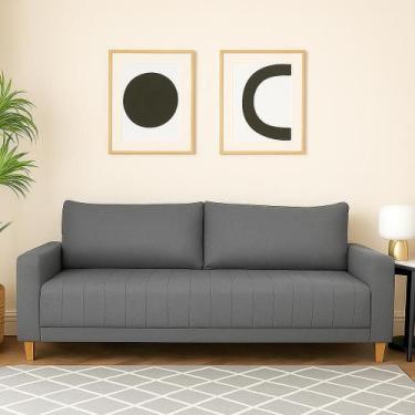 Imagem de Sofá Requinte Cinza Escuro 1,40m 2 Lugares Linho Para Sala, Recepção E