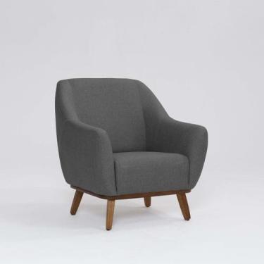 Imagem de Poltrona Tecido Linho Base Madeira Paloma - Domi