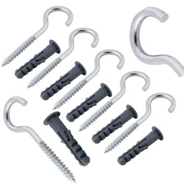 Imagem de Gancho com Bucha de Nylon 6mm com Aba – Kit 12 Peças (6 Ganchos + 6 Buchas) – Ideal para Fixação, Varais, Redes de Proteção, Telas e Decoração
