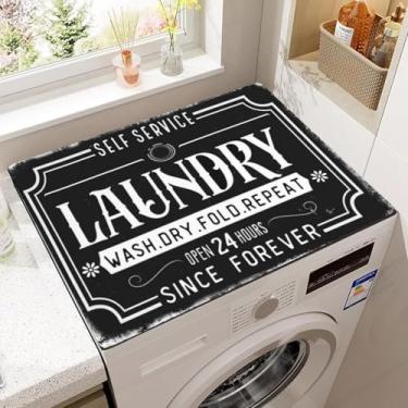 Imagem de Almofada de capa de poeira para máquina de lavar roupa engraçada, capas de lavadora e secadora antiderrapantes para a parte superior, tapete protetor para lavadora e secadora, decoração de casa floral