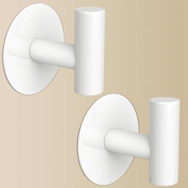 Imagem de VINHOLD Ganchos de toalha brancos resistentes, ganchos de revestimento adesivos de aço inoxidável para bolsas, toalhas, roupões, chapéus, aventais – ganchos de parede sem broca para banheiro, cozinha