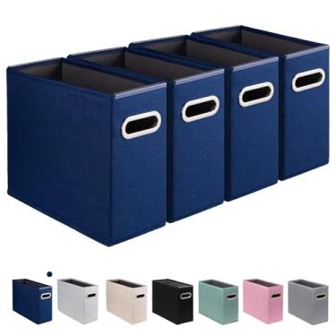 Imagem de ComfortKeeper Pacote com 4 caixas de armazenamento de arquivos tamanho carta dobrável, organizador de pastas de arquivos de tecido, suporte portátil de documentos de escritório com alça de metal