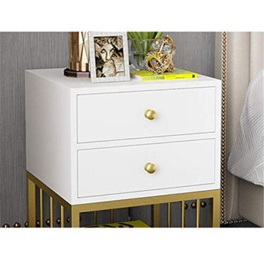 Imagem de Mesa de cabeceira moderna com 2 gavetas, mesa de cabeceira para sofá, mesa de armazenamento lateral